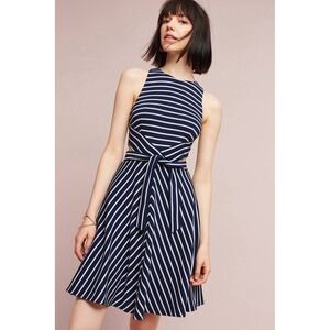 Anthro Hutch Kinsley Navy White Striped Side Cutout Dress M Preppy Nautical